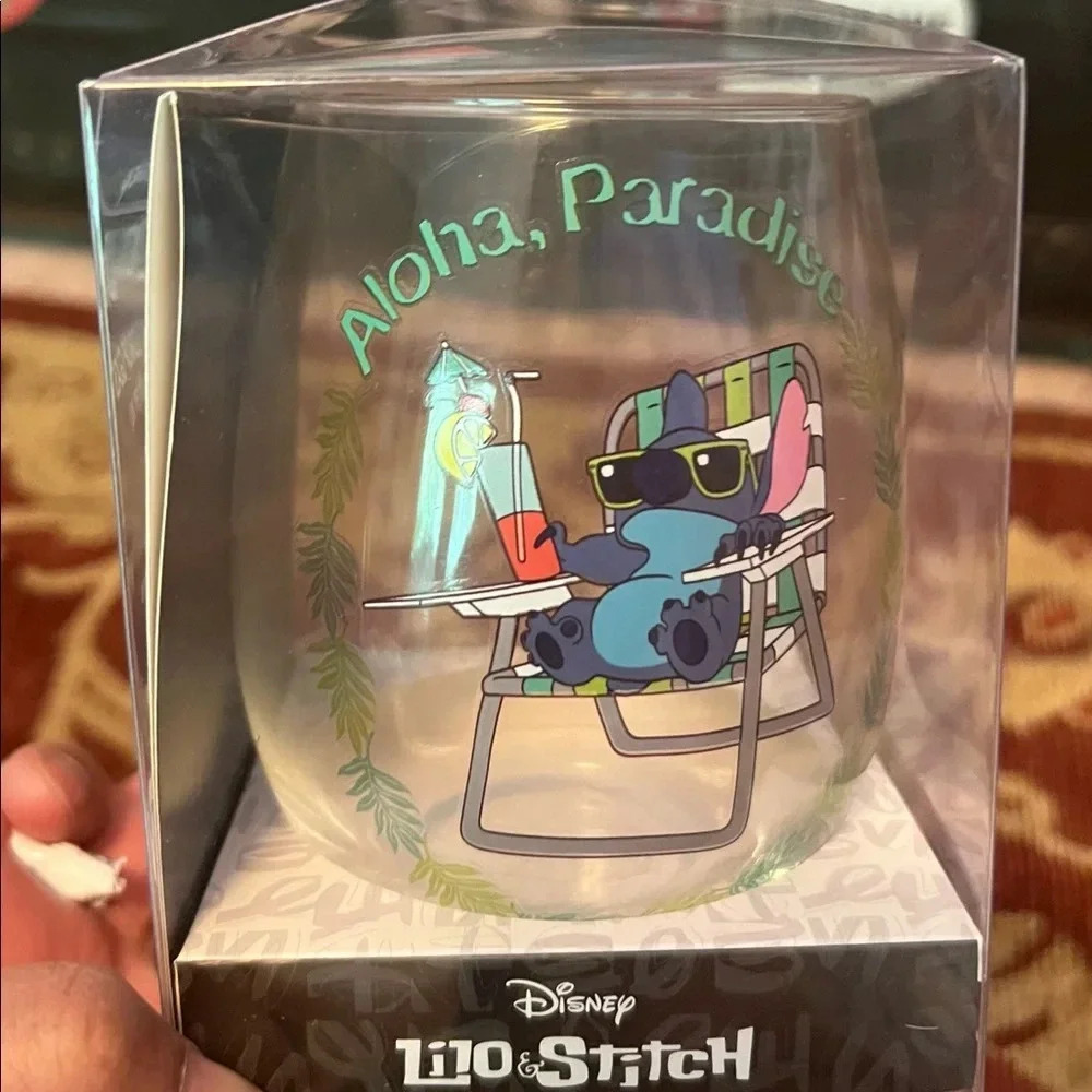 NEW Disney Lilo & Stitch Aloha Tear Drop Glass